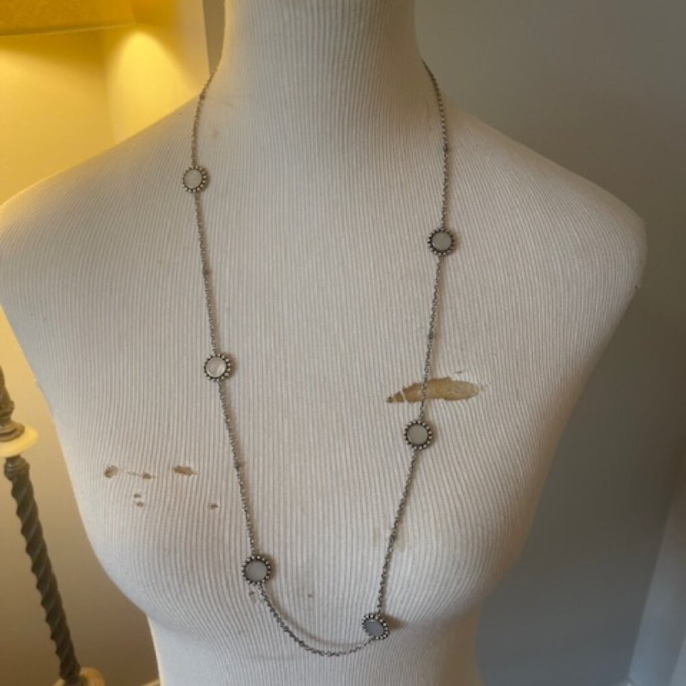 Lagos Maya Sterling Silver Six Station Mother of Pearl Caviar Bead Necklace 34"